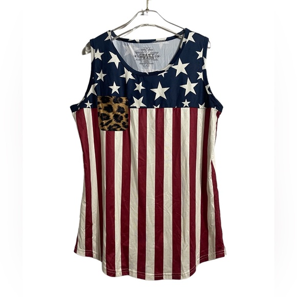 Crazy Train | Tops | Crazy Train Patriotic American Flag Leopard Tank ...